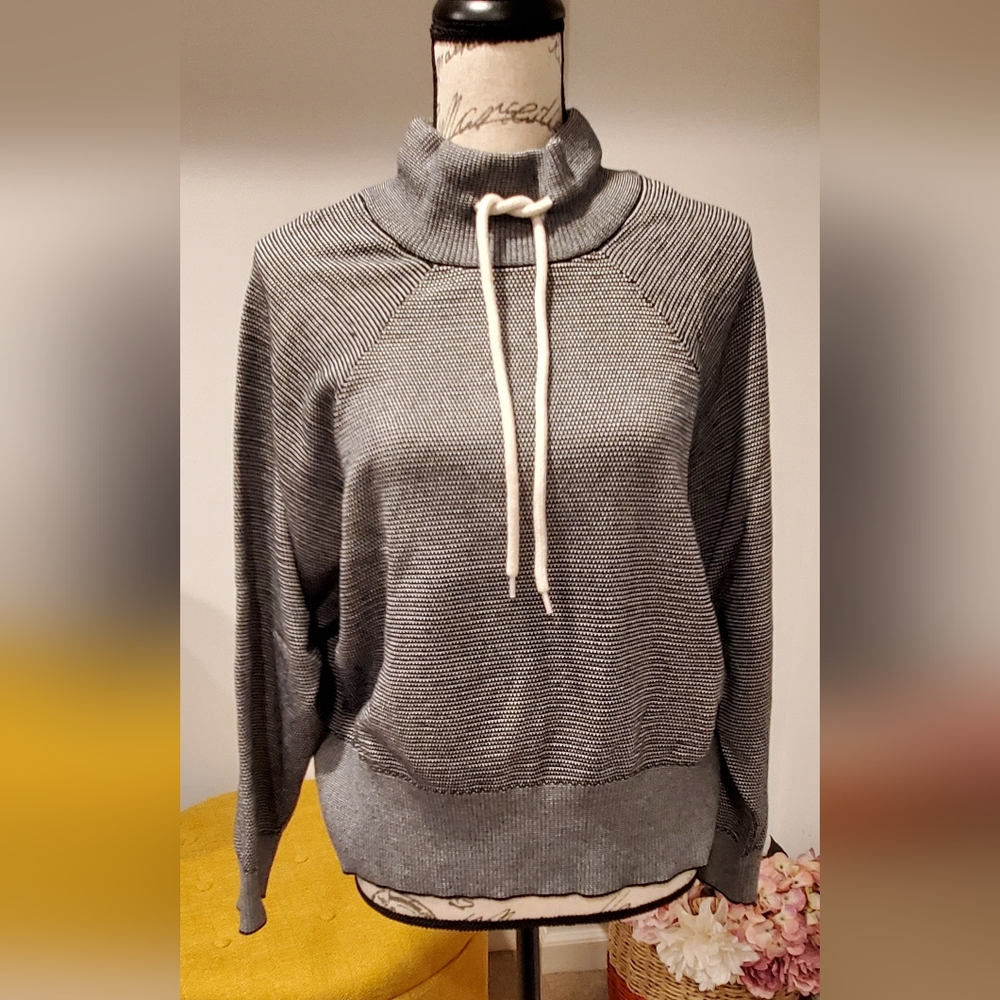 VARLEY Gray Cowl Neck Sweater with Drawstring Closure,Size XS